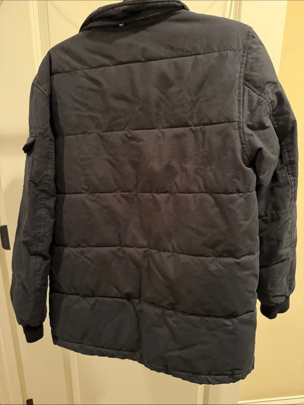 DC Men's Dark Navy Quilted Puffer Jacket with Stand Collar